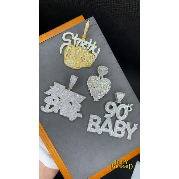 NEW | Iced Out Badge Fluorescence Hustle Hard Rich Lucky Pendant - Picture 4 of 4